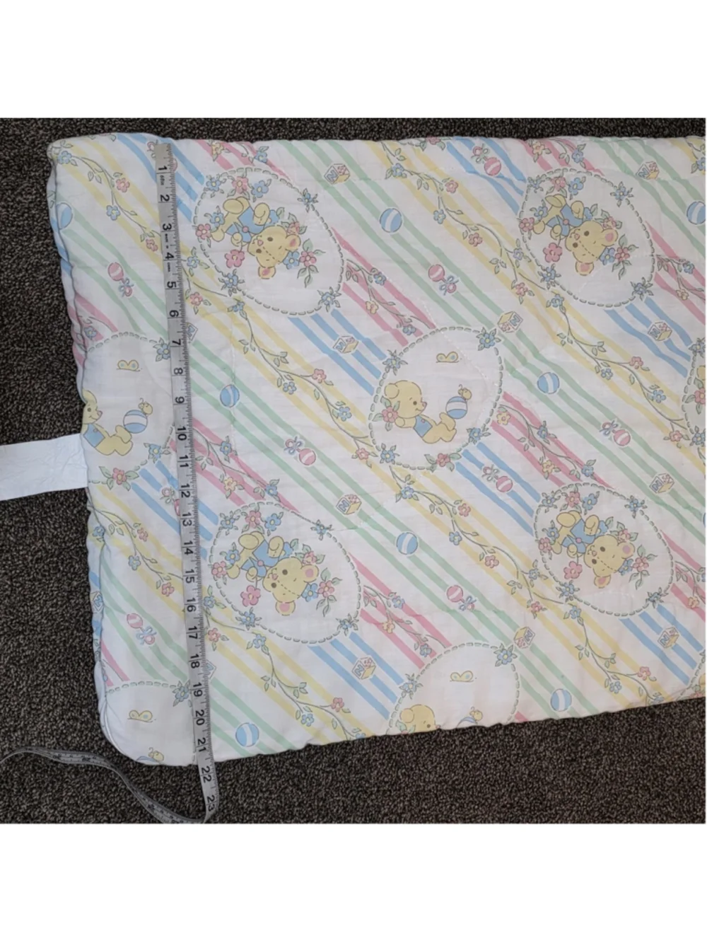 Baby Toddler Sleeping Bag Vtg Quilt Zipper Bears Yellow Green Pink 32